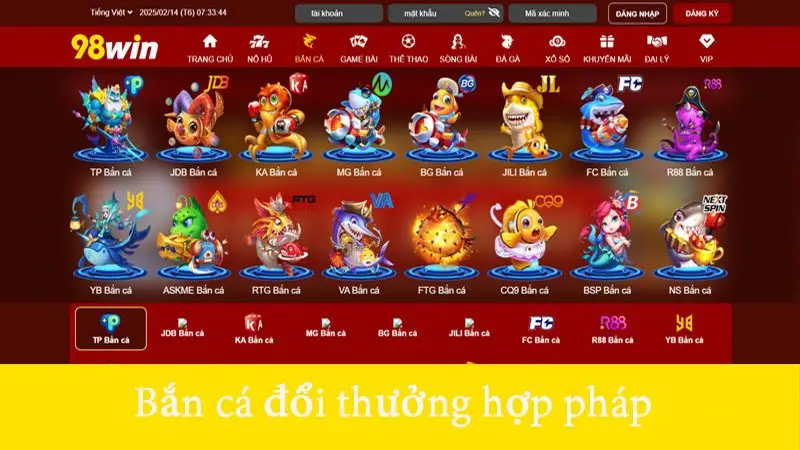 bắn cá đổi thưởng hợp pháp