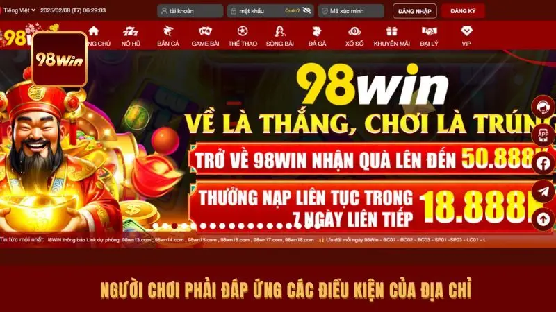 Người chơi phải đáp ứng các điều kiện của địa chỉ